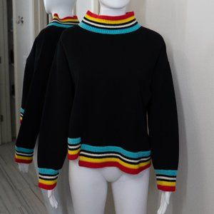 Alice + Olivia Aleta Asymmetrical Stripe Pullover sweater Size Large